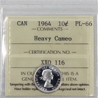 1964 Canada 10-cents ICCS Certified PL-66 Heavy Cameo