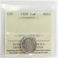 1928 Canada 10-cents ICCS Certified MS-62 (XRN 655)