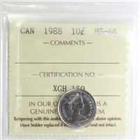 1988 Canada 10-cents ICCS Certified MS-66