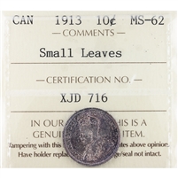 1913 Small Leaves Canada 10-cents ICCS Certified MS-62 (XJD 716)