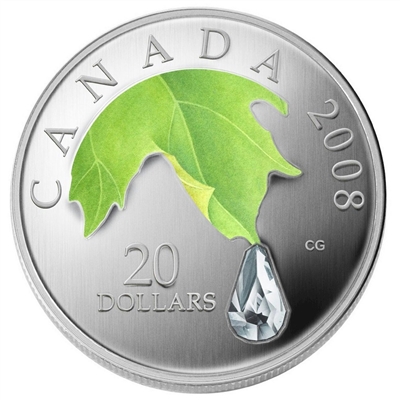 2008 Canada $20 Crystal Raindrop Silver Coin