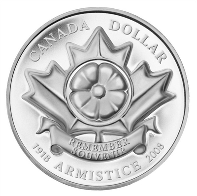 2008 Canada Poppy Limited Edition Proof Sterling Silver Dollar (may have toning)