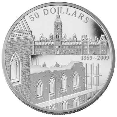 2009 Canada $50 150th Anniv. Construction of Parliament 5oz. Silver (No Tax)