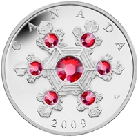 2009 Canada $20 Pink Crystal Snowflake Fine Silver