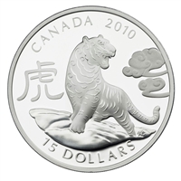 2010 Canada $15 Zodiac Year of the Tiger Fine Silver Coin (No Tax)