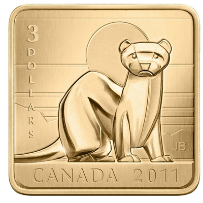 2011 Canada $3 Wildlife Conservation - Black Footed Ferret Sterling Silver
