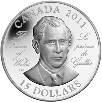 2011 Canada $15 Prince of Wales Ultra High Relief Sterling Silver