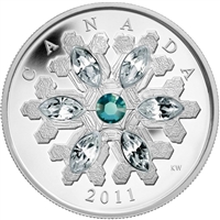 2011 Canada $20 Emerald Crystal Snowflake Fine Silver