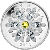 2011 Canada $20 Topaz Crystal Snowflake Fine Silver