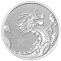 2012 Canada $10 Year of the Dragon 1/2oz. Fine Silver (No Tax)