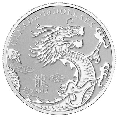 2012 Canada $10 Year of the Dragon 1/2oz. Fine Silver (No Tax)