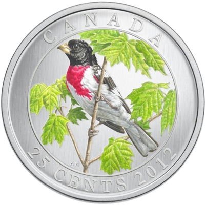 2012 25-cent Birds of Canada - Rose-Breasted Grosbeak
