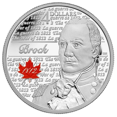 2012 Canada $4 Heroes of 1812 - Sir Isaac Brock Fine Silver (No Tax)