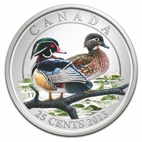 2013 Canada 25-cent Ducks of Canada - Wood Duck (#2) Coloured Cupronickel Coin