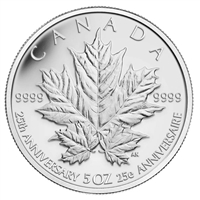 2013 Canada $50 Silver Maple Leaf 25th Anniversary 5oz Silver (No Tax)