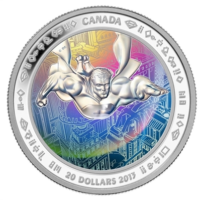 RDC 2013 Canada $20 Superman & Metropolis Silver Hologram (No Tax) Impaired