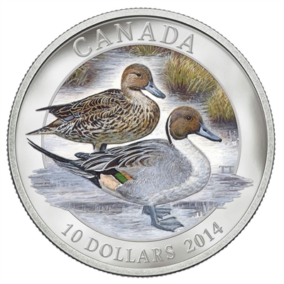 RDC 2014 Canada $10 Pintail Duck Fine Silver (No Tax) Impaired