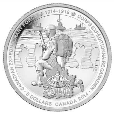 2014 $5 Canadian Expeditionary Force Fine Silver (No Tax)