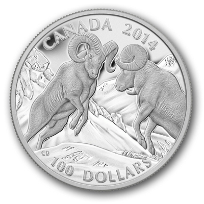 2014 Canada $100 Bighorn Sheep ($100 for $100) Fine Silver (TAX Exempt)