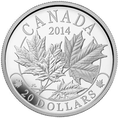 2014 Canada $20 Majestic Maple Leaves Fine Silver (TAX Exempt)