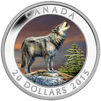 2015 Canada $20 Wolf Fine Silver Coin (TAX Exempt)