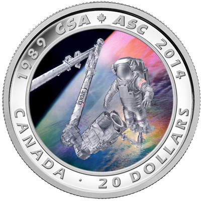 2014 $20 Canadian Space Agency 25th Anniversary Fine Silver (No Tax)