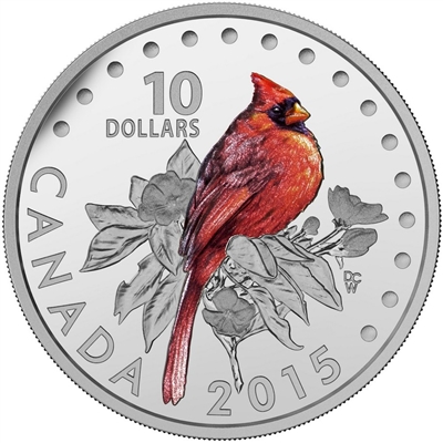 2015 Canada $10 Colourful Songbirds - The Northern Cardinal (No Tax)
