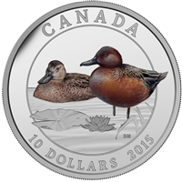 2015 $10 Ducks of Canada - Cinnamon Teal Duck Fine Silver (No Tax)