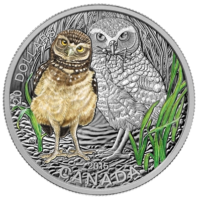 2015 Canada $20 Baby Animals: Burrowing Owl Fine Silver (No Tax)