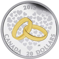2015 Canada $20 Wedding Fine Silver Coin (TAX Exempt) 143936