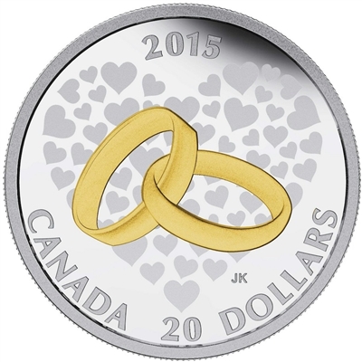 2015 Canada $20 Wedding Fine Silver Coin (TAX Exempt) 143936