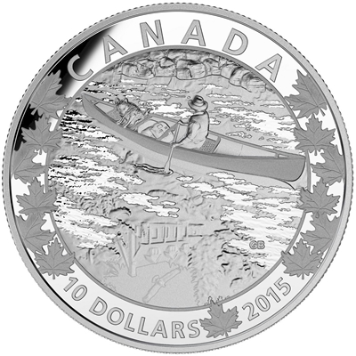 2015 $10 Canoe Across Canada - Mirror, Mirror Fine Silver (No Tax)