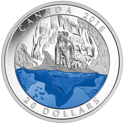 2016 Canada $20 Iconic Canada: The Polar Bear Fine Silver (No Tax)