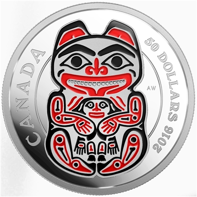 2016 Canada $50 Mythical Realms of the Haida - Bear 5oz. Silver (TAX Exempt)