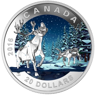 2016 Canada $20 Geometry In Art - The Caribou Fine Silver (No Tax)