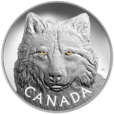 2017 Canada $250 In The Eyes of the Timber Wolf Kilo Silver (No Tax) scratched capsule