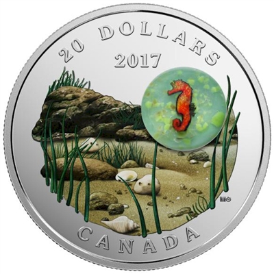 RDC 2017 Canada $20 Under the Sea - Seahorse Fine Silver (No Tax) impaired
