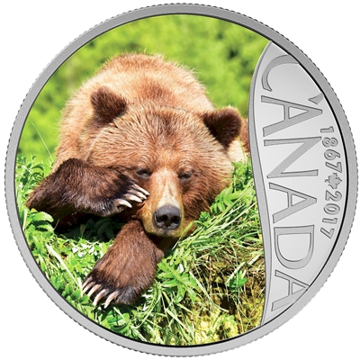 2017 $10 Celebrating Canada's 150th - Grizzly Bear Fine Silver (No Tax)
