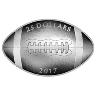 2017 Canada $25 Football-Shaped and Curved Fine Silver (No Tax)