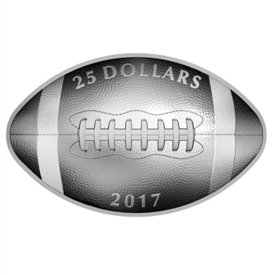 2017 Canada $25 Football-Shaped and Curved Fine Silver (No Tax)