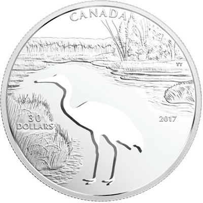 2017 Canada $30 Endangered Animal Cutout - Whooping Crane Fine Silver (No Tax)