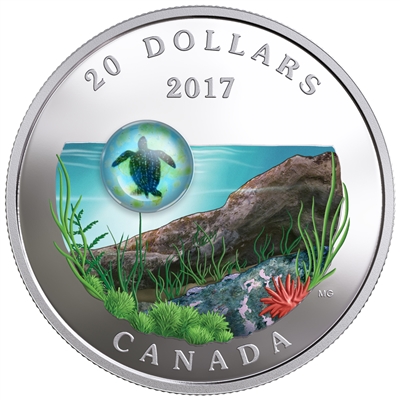 2017 Canada $20 Under the Sea - Sea Turtle Fine Silver Coin