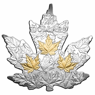 2017 Canada $20 Gilded Silver Maple Leaf Shaped Fine Silver Coin (No Tax)