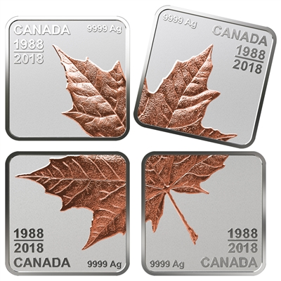 2018 Canada $3 Maple Leaf Quartet 30 Years (1988-2018) Rose-Gold Plated Silver (No Tax)