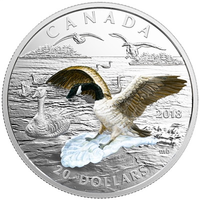 2018 Canada $20 3D Approaching Canada Goose Fine Silver
