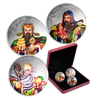 2018 Canada The San Xing Gods: Fu, Lu, Shou 5oz. 3-coin Silver Set (No Tax)