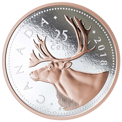 2018 Canada 25-cent Big Coin 5oz Rose-Gold Plated Fine Silver (No Tax)