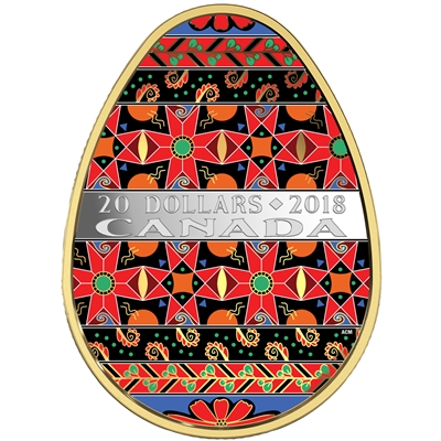 2018 Canada $20 Golden Spring Pysanka Egg (TAX Exempt)