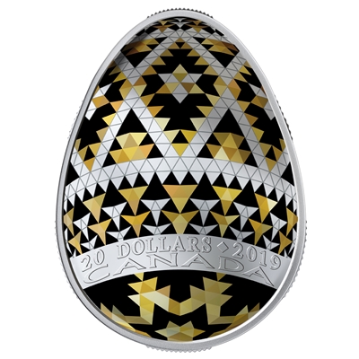 2019 Canada $20 Vegreville Pysanka (Egg Shaped) Fine Silver (No Tax)