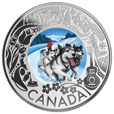 2019 $3 Celebrating Canadian Fun & Festivities - Dogsledding Silver (No Tax)